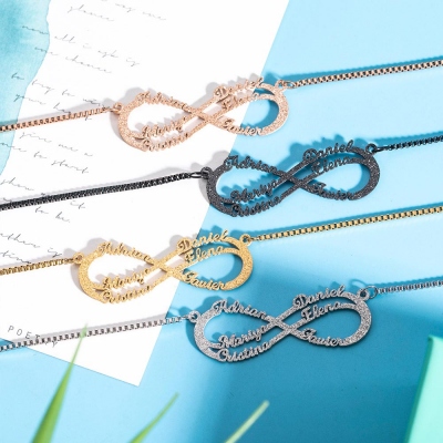 Personalized Sparkling Infinity Name Necklace in Rose Gold