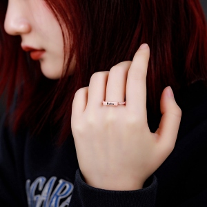 Engraved Stackable Bar Ring in Rosegold