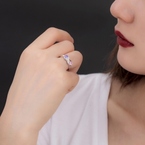 Personalized Infinity Ring with Birthstone Sterling Silver