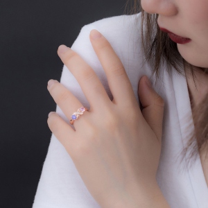 Personalized Infinity Ring with Birthstone Sterling Silver