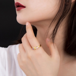 Personalized Infinity Ring with Birthstone Sterling Silver