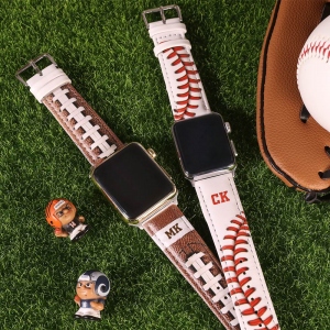 Personalized Baseball Leather Watch Band for Apple Watch