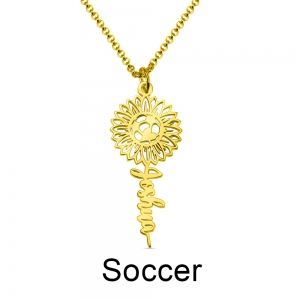 Personalized Sunflower with Ball Name Necklace