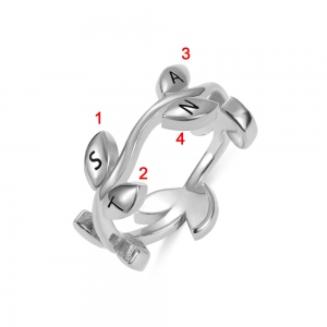 Personalized Initial Leaf Stackable Ring