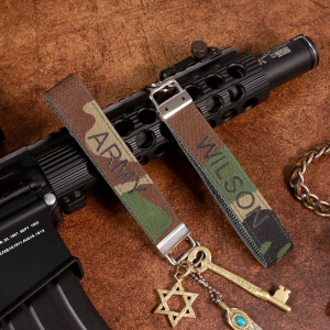 Personalized Camo Embroidered Fabric Keychain