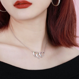 Personalized Intertwined Hearts Necklace with Birthstone