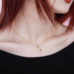Personalized Intertwined Hearts Necklace with Birthstone in Gold