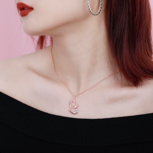 Personalized Intertwined Hearts Necklace with Birthstone in Gold