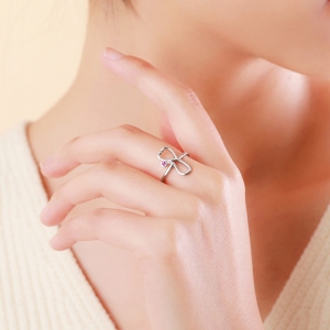 Personalized Stethoscope Birthstone Ring in Silver