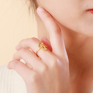 Personalized Stethoscope Birthstone Ring in Gold