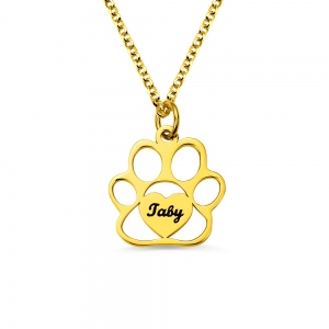 Personalized Pet Footprint Name Necklace