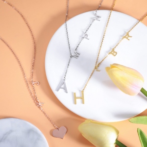 Personalized Sideways Initial Necklace in Rose Gold