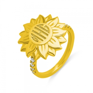 Personalized Sunflower Monogram Ring