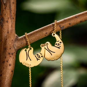 Personalized Sloth Family Necklace