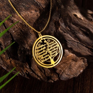 Personalized 9-13 Names Family Tree Necklace