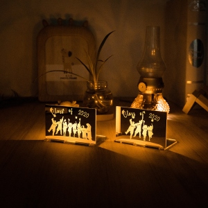 Personalized Silhouettes of Girls & Boys Candle Holder with Flameless Candle Graduation Gift