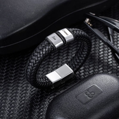 Personalisiertes Perlenweblederarmband für Mann