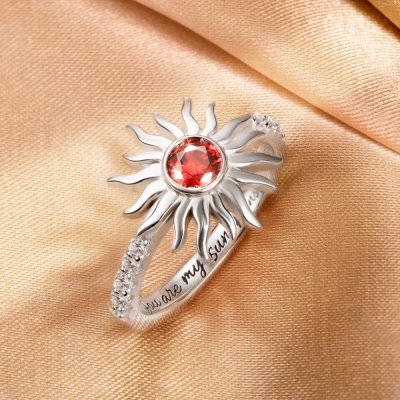 Personalized You Are My Sunshine Birthstone Ring