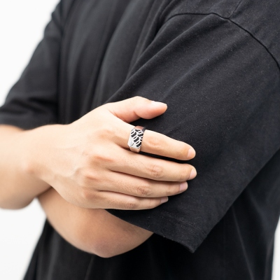 Personalized Tire Mark Ring with Birthstone