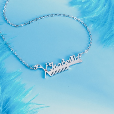 Custom Hairdresser Birthstone Name Necklace