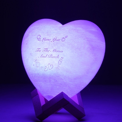 Personalized Heart Photo 3D Moon Lamp with Remote