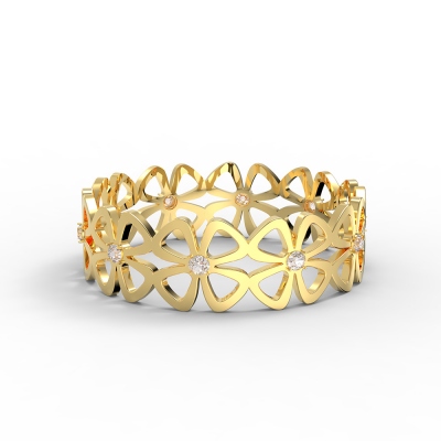 Custom Four-Leaf Clover Array Birthstone Ring