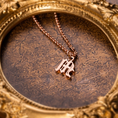 Personalized Gothic Initial Necklace for Woman