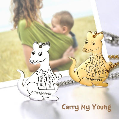 Personalized Kangaroo Family Necklace