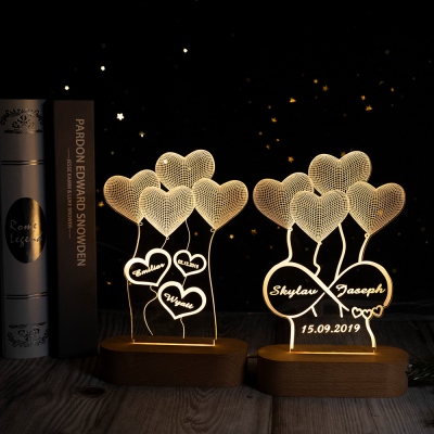 Personalized 3D Illusion Lamp Gift for Her Anniversary Gift