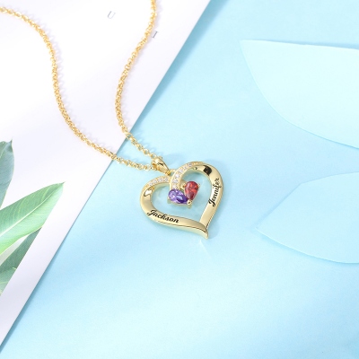 Personalized Heart Birthstone Necklace & Ring