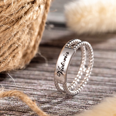 Personalized Twisted Rope Ring Rose Gold