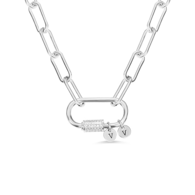 Personalized Screw Clasp Paperclip Chain Necklace