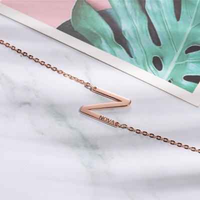 Personalized Sideways Initial Name Necklace
