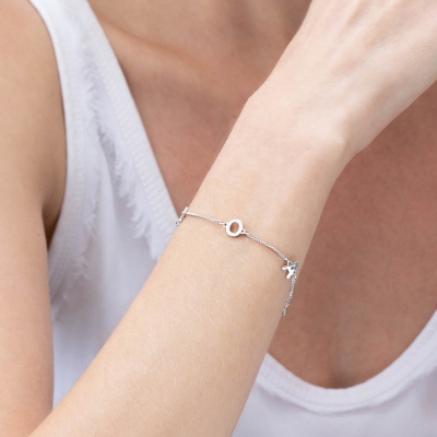 Bracelet initial/nom personnalisé en argent sterling, cadeau pour femme/maman/elle/amant