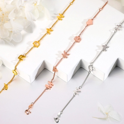 Personalized Sterling Silver Initial/Name Bracelet in Rose Gold
