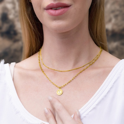 Personalized Initial Link Necklace in Gold