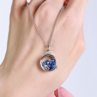 Customized Natural Gem Box and Letter Necklace for Her