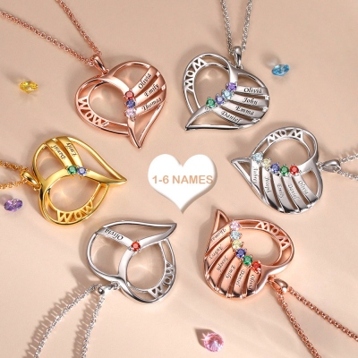 Personalized Name and Birthstone Family Necklace for Mother
