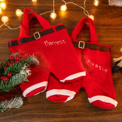 Embroidered Christmas Santa Pants Gift Bag
