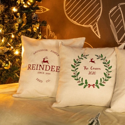 Personalized Embroidered Christmas Pillow Cover