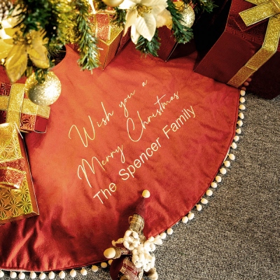 Personalized Christmas Embroidered Tree Skirt