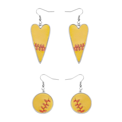 Collier/boucles d'oreilles en cuir de baseball personnalisé Bijoux de sport