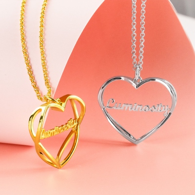Personalized Heart Shape Infinity Necklace