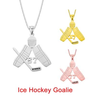 Custom Hockey Necklace Ice Hockey Sticks Name Jewelry