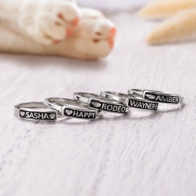 Personalized Pet Memorial Ring Paw Print Ring