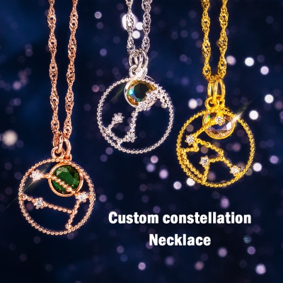 Personalisierte Birthstone Zodiac Halskette Geburtstagsgeschenk