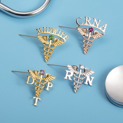Personalized Medical Graduation Theme Pin with Birthstone