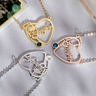 Personalized Heart Stethoscope Name Necklace