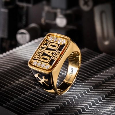Personalized Name and Birthstone Champion Ring for Father