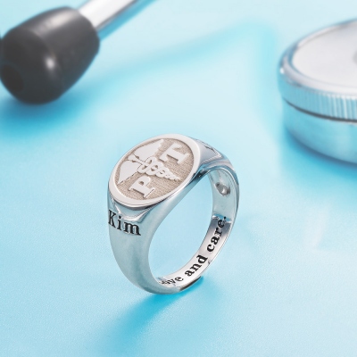 Personalized Caduceus Medical Signet Ring